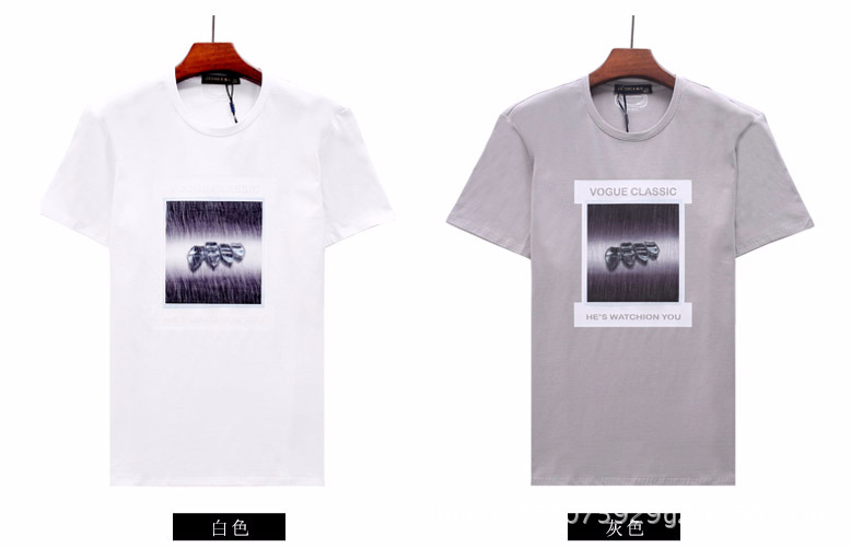 短袖t恤圓領(lǐng)男士休閑復(fù)古色純棉韓版潮流純色3D立體印花打底衫